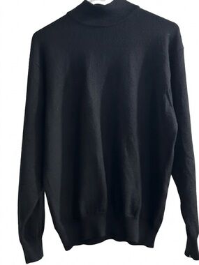 Choix Des Sportifs Black Mock Neck Sweater 50% Merino Wool Size L Vintage